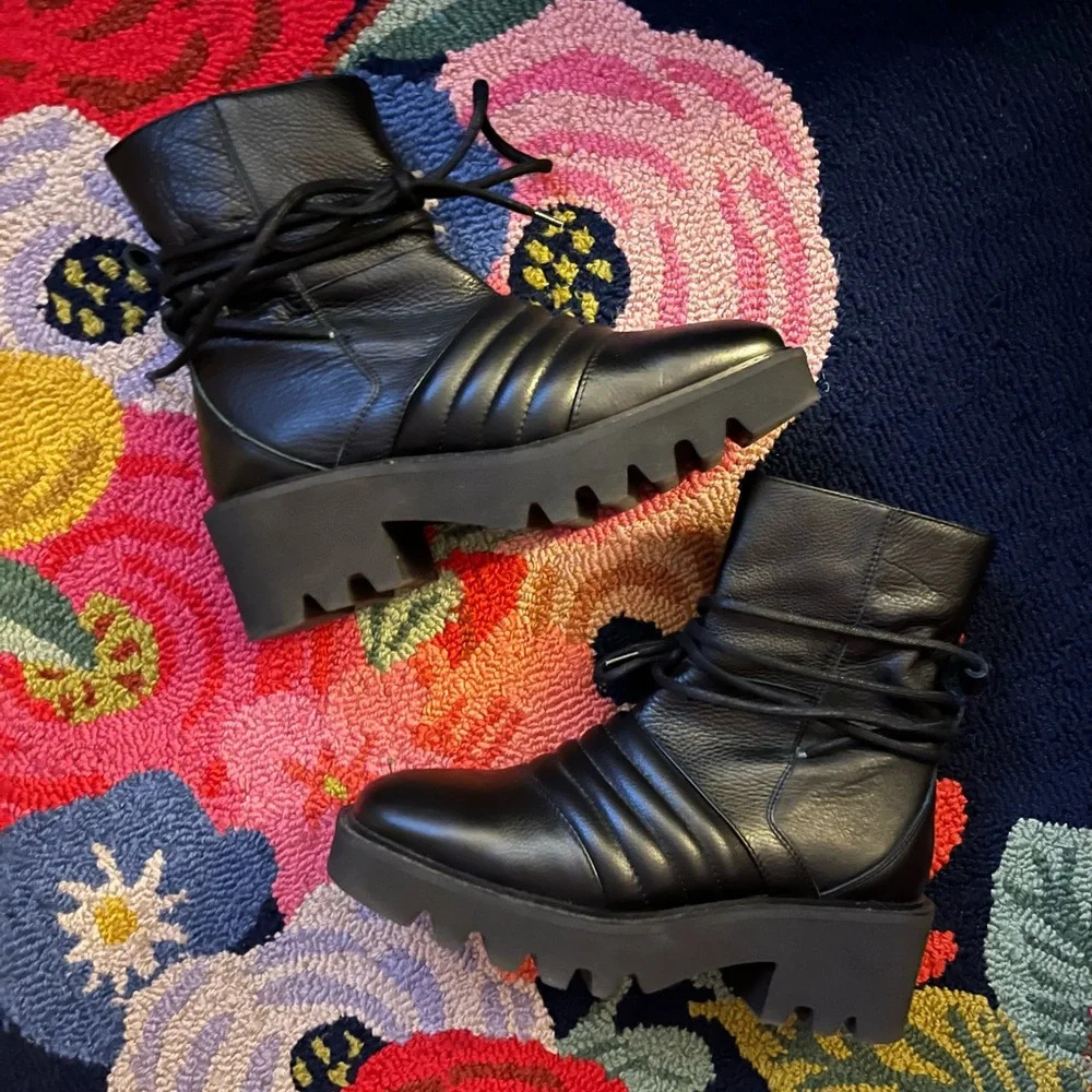Free People Tori Padded Moto Boots - Black - Picture 2 of 13